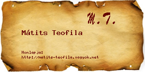 Mátits Teofila névjegykártya